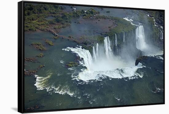 Walkway and Devil's Throat, Iguazu Falls, on Brazil, Argentina Border-David Wall-Framed Stretched Canvas