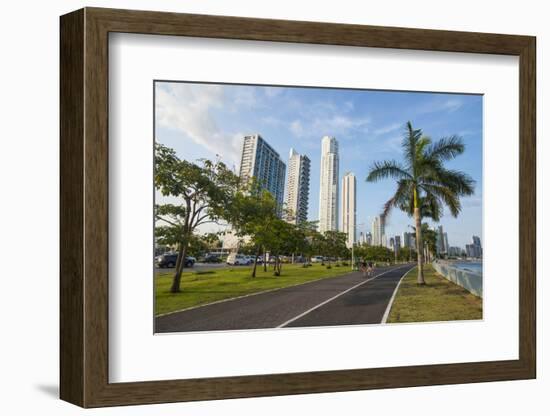 Walkway and the skyline of Panama City, Panama, Central America-Michael Runkel-Framed Photographic Print