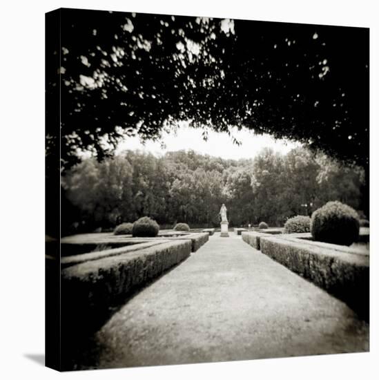 Walkway Framed by Overhanging Trees in Public Garden, San Quirico D'Orcia, Tuscany, Italy-Lee Frost-Stretched Canvas