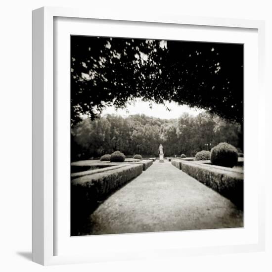 Walkway Framed by Overhanging Trees in Public Garden, San Quirico D'Orcia, Tuscany, Italy-Lee Frost-Framed Photographic Print