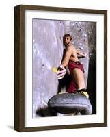 Wall Climber Placing His Foot, Colorado, USA-null-Framed Photographic Print