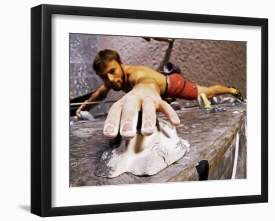 Wall Climber Reaches for a Grip, Colorado, USA-null-Framed Photographic Print
