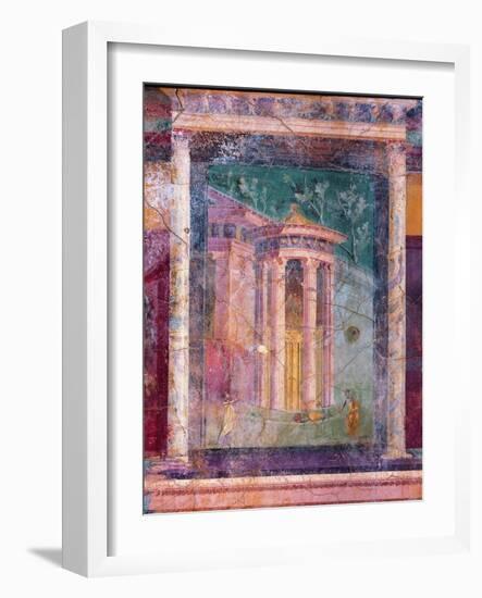 Wall Fresco with Architecture, C. 40-30 B.C.-null-Framed Art Print