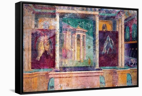 Wall Fresco with Architecture, C. 40-30 B.C.-null-Framed Stretched Canvas