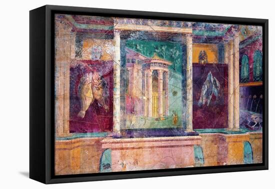 Wall Fresco with Architecture, C. 40-30 B.C.-null-Framed Stretched Canvas