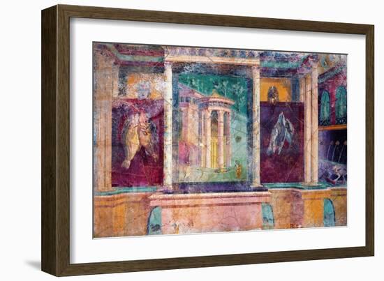 Wall Fresco with Architecture, C. 40-30 B.C.-null-Framed Art Print