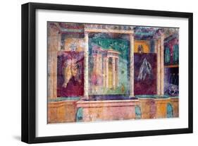 Wall Fresco with Architecture, C. 40-30 B.C.-null-Framed Art Print