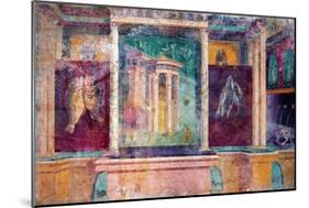 Wall Fresco with Architecture, C. 40-30 B.C.-null-Mounted Art Print