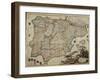 Wall Map of Spain and Portugal, Showing Charles VI Leading His Troops in the War of the Spanish…-null-Framed Giclee Print