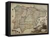 Wall Map of Spain and Portugal, Showing Charles VI Leading His Troops in the War of the Spanish…-null-Framed Stretched Canvas