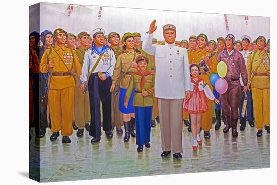 Wall Mural of Kim Il Sung, Pyongyang, Democratic People's Republic of Korea, N. Korea-Gavin Hellier-Stretched Canvas