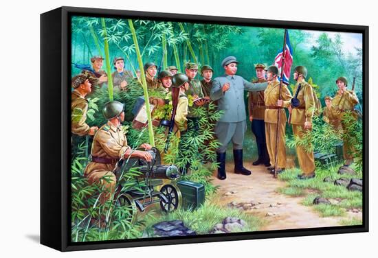 Wall Mural of Kim Il Sung, Pyongyang, Democratic People's Republic of Korea, N. Korea-Gavin Hellier-Framed Stretched Canvas