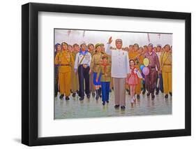 Wall Mural of Kim Il Sung, Pyongyang, Democratic People's Republic of Korea, N. Korea-Gavin Hellier-Framed Photographic Print