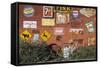 Wall of Advertising Signs, Erick, Oklahoma, USA-Walter Bibikow-Framed Stretched Canvas