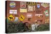 Wall of Advertising Signs, Erick, Oklahoma, USA-Walter Bibikow-Stretched Canvas