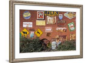 Wall of Advertising Signs, Erick, Oklahoma, USA-Walter Bibikow-Framed Photographic Print