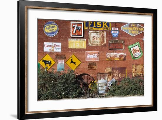 Wall of Advertising Signs, Erick, Oklahoma, USA-Walter Bibikow-Framed Photographic Print