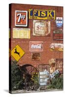 Wall of Advertising Signs, Erick, Oklahoma, USA-Walter Bibikow-Stretched Canvas