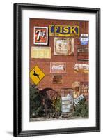 Wall of Advertising Signs, Erick, Oklahoma, USA-Walter Bibikow-Framed Photographic Print