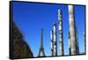 Wall of Peace and Eiffel Tower, Paris, France, Europe-Hans-Peter Merten-Framed Stretched Canvas