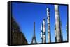 Wall of Peace and Eiffel Tower, Paris, France, Europe-Hans-Peter Merten-Framed Stretched Canvas