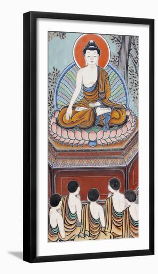 Wall painting depicting scenes from the Life of the Buddha, Seoul, South Korea-Godong-Framed Photographic Print