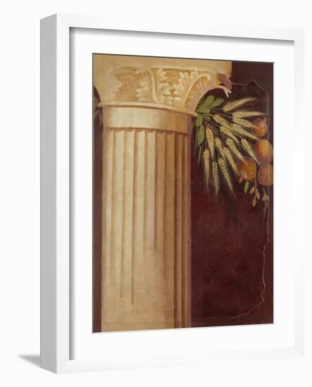 Wall painting fragment from the peristyle of a Villa at Boscoreale, c.50–40 B.C.-Roman Republican Period-Framed Giclee Print