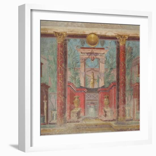 Wall painting from the cubiculum of a villa at Boscoreale, c.50-40 B.C-Roman Republican Period-Framed Giclee Print