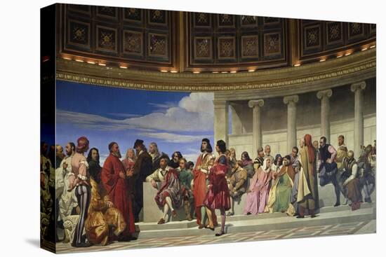 Wall Painting in the Academy of Arts, Paris, 1841 (Left Hand Side)-Paul Delaroche-Stretched Canvas