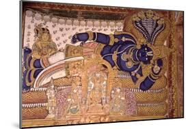 Wall Painting of the God Vishnu Resting on a Snake-null-Mounted Giclee Print