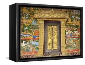 Wall Painting of the Life of Buddha, Ban Xieng Muan, Luang Prabang, Laos, Indochina, Southeast Asia-Jochen Schlenker-Framed Stretched Canvas