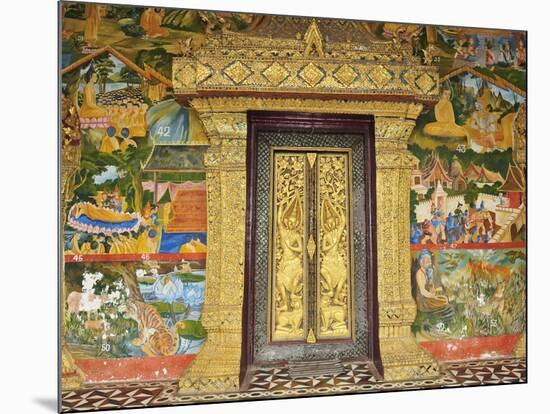 Wall Painting of the Life of Buddha, Ban Xieng Muan, Luang Prabang, Laos, Indochina, Southeast Asia-Jochen Schlenker-Mounted Photographic Print