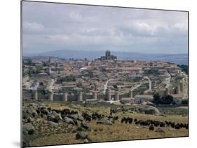 Wall Rebuilt by Alfonso VI in 1090 Ad. includes 9 gate entrances to City, with Cathedral center-Eliot Elisofon-Mounted Photographic Print