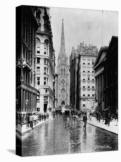 Wall Street and Trinity Church Spire, New York-J.S. Johnston-Stretched Canvas