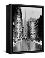 Wall Street and Trinity Church Spire, New York-J.S. Johnston-Framed Stretched Canvas