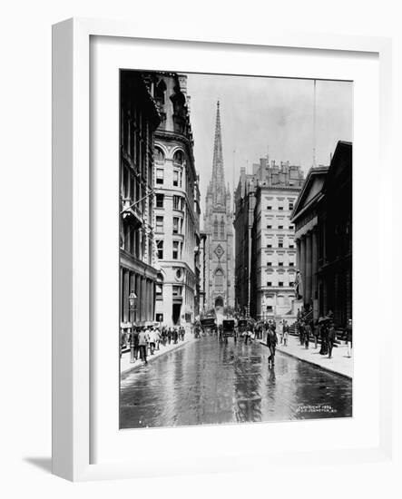 Wall Street and Trinity Church Spire, New York-J.S. Johnston-Framed Photographic Print