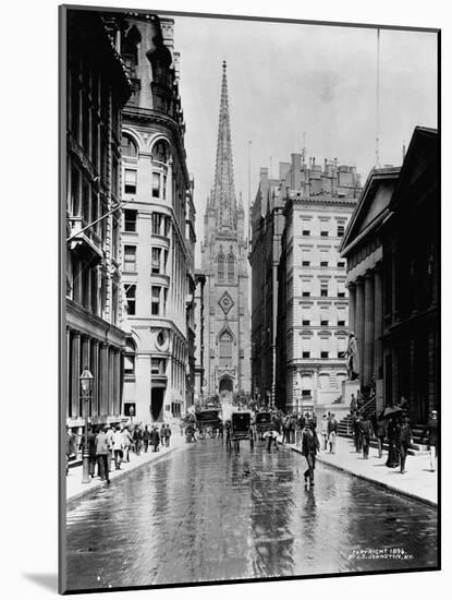 Wall Street and Trinity Church Spire, New York-J.S. Johnston-Mounted Photographic Print