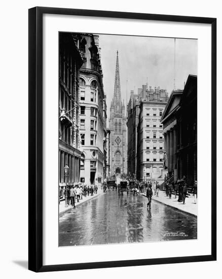 Wall Street and Trinity Church Spire, New York-J.S. Johnston-Framed Photographic Print