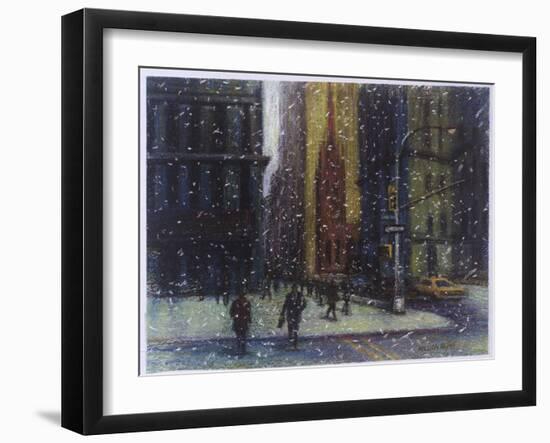 Wall Street Blizzard, New York City-Patti Mollica-Framed Giclee Print