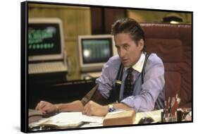 Wall street by Oliver Stone with Michael Douglas, 1987 (photo)-null-Framed Stretched Canvas