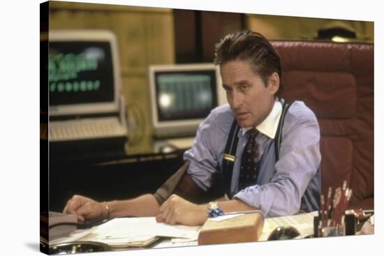 Wall street by Oliver Stone with Michael Douglas, 1987 (photo)-null-Stretched Canvas