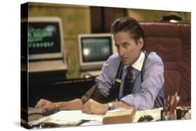 Wall street by Oliver Stone with Michael Douglas, 1987 (photo)-null-Stretched Canvas