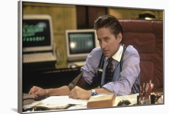 Wall street by Oliver Stone with Michael Douglas, 1987 (photo)-null-Framed Photo