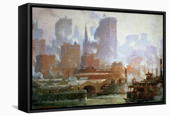 Wall Street Ferry Ship-Colin Campbell Cooper-Framed Stretched Canvas