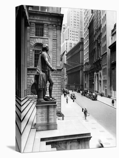 Wall Street Is Virtually Deserted in Front of the US Sub-Treasury Building-null-Stretched Canvas