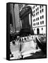 Wall Street Journal Reader across the Street from the New York Stock Exchange Building-null-Framed Stretched Canvas