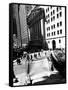 Wall Street Journal Reader across the Street from the New York Stock Exchange Building-null-Framed Stretched Canvas