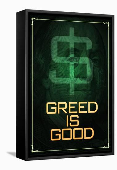 Wall Street Movie Greed is Good-null-Framed Stretched Canvas