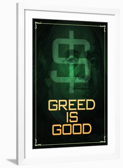 Wall Street Movie Greed is Good-null-Framed Art Print