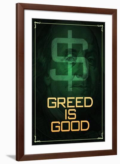 Wall Street Movie Greed is Good-null-Framed Art Print